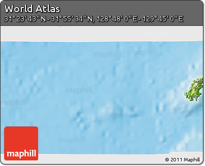 Physical 3D Map of the Area around 31° 39' 38" N, 129° 16' 30" E