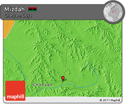 Political 3D Map of Mizdah