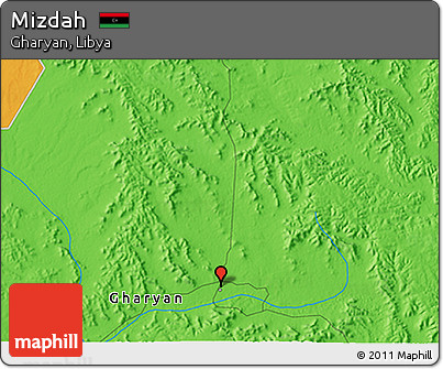 Political 3D Map of Mizdah