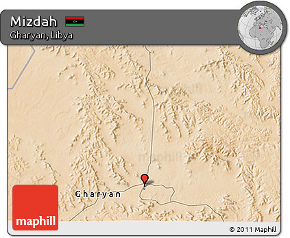 Satellite 3D Map of Mizdah