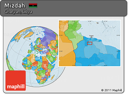 Political Location Map of Mizdah