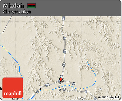 Shaded Relief Map of Mizdah