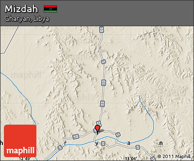 Shaded Relief Map of Mizdah