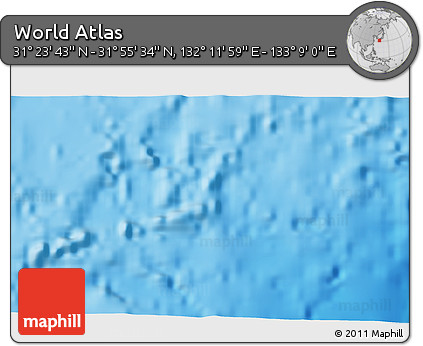 Physical 3D Map of the Area around 31° 39' 38" N, 132° 40' 30" E
