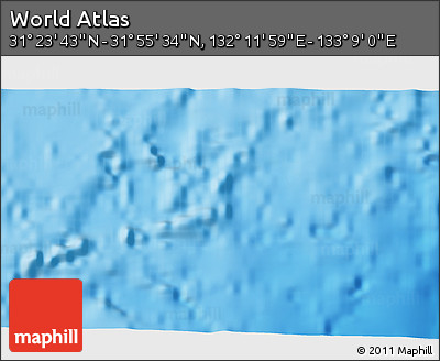 Physical 3D Map of the Area around 31° 39' 38" N, 132° 40' 30" E