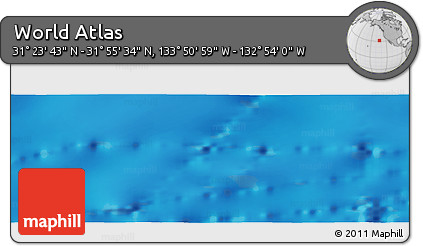 Shaded Relief Panoramic Map of the Area around 31° 39' 38" N, 133° 22' 30" W