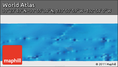 Shaded Relief Panoramic Map of the Area around 31° 39' 38" N, 133° 22' 30" W