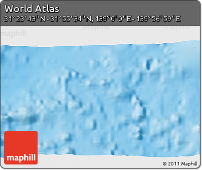 Shaded Relief 3D Map of the Area around 31° 39' 38" N, 139° 28' 29" E