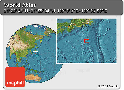 Satellite Location Map of the Area around 31° 39' 38" N, 139° 28' 29" E