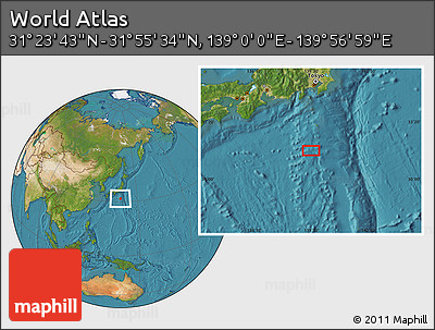 Satellite Location Map of the Area around 31° 39' 38" N, 139° 28' 29" E