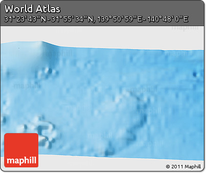 Physical 3D Map of the Area around 31° 39' 38" N, 140° 19' 29" E