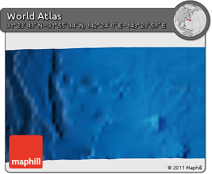 Shaded Relief 3D Map of the Area around 31° 39' 38" N, 142° 52' 30" E