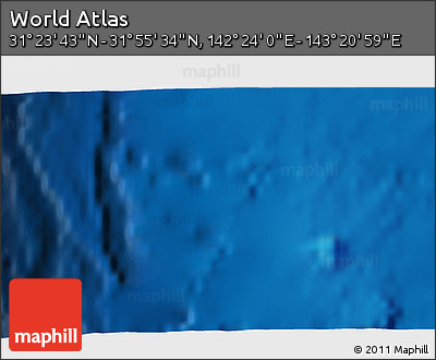 Shaded Relief 3D Map of the Area around 31° 39' 38" N, 142° 52' 30" E