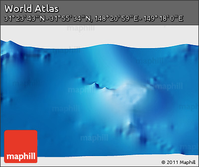 Physical 3D Map of the Area around 31° 39' 38" N, 148° 49' 29" E