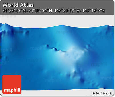 Physical 3D Map of the Area around 31° 39' 38" N, 148° 49' 29" E