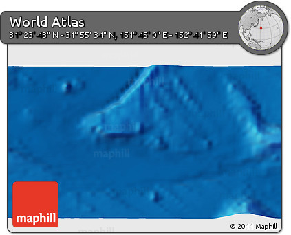 Physical 3D Map of the Area around 31° 39' 38" N, 152° 13' 29" E