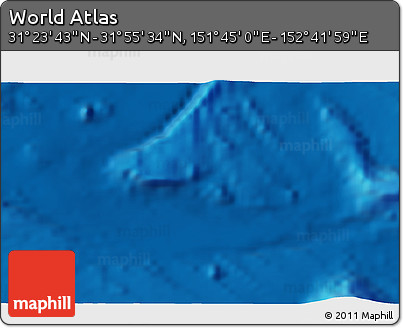 Physical 3D Map of the Area around 31° 39' 38" N, 152° 13' 29" E