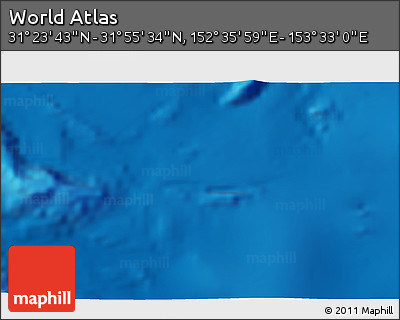 Physical 3D Map of the Area around 31° 39' 38" N, 153° 4' 29" E