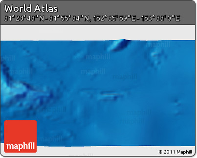 Physical 3D Map of the Area around 31° 39' 38" N, 153° 4' 29" E