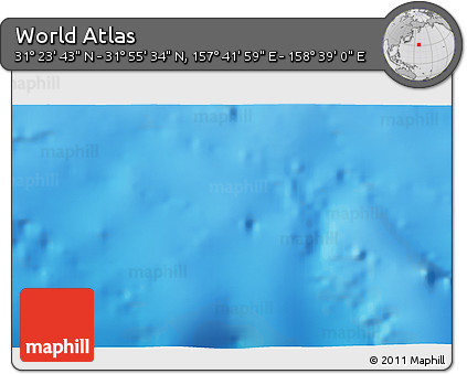 Physical 3D Map of the Area around 31° 39' 38" N, 158° 10' 30" E
