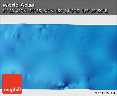 Physical 3D Map of the Area around 31° 39' 38" N, 159° 52' 30" E