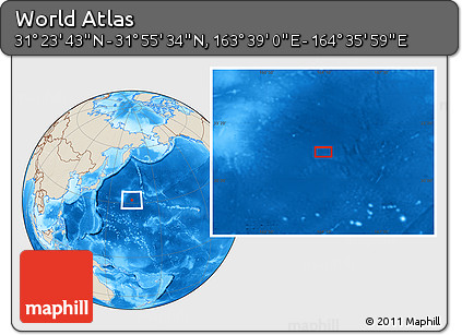Shaded Relief Location Map of the Area around 31° 39' 38" N, 164° 7' 30" E