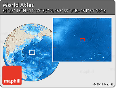 Shaded Relief Location Map of the Area around 31° 39' 38" N, 164° 7' 30" E