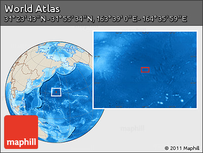 Shaded Relief Location Map of the Area around 31° 39' 38" N, 164° 7' 30" E