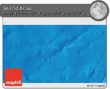 Physical 3D Map of the Area around 31° 39' 38" N, 22° 1' 29" W