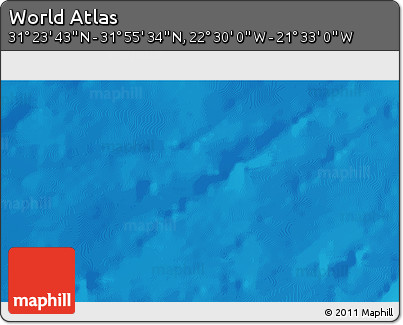 Physical 3D Map of the Area around 31° 39' 38" N, 22° 1' 29" W