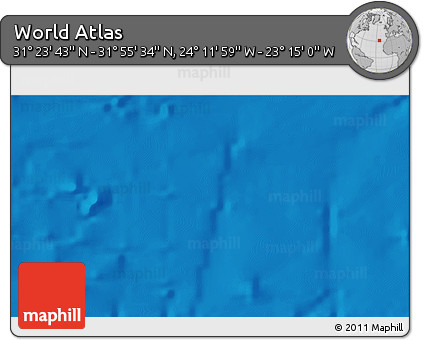 Shaded Relief 3D Map of the Area around 31° 39' 38" N, 23° 43' 30" W