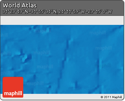 Shaded Relief 3D Map of the Area around 31° 39' 38" N, 23° 43' 30" W