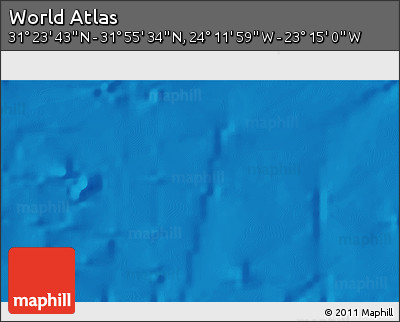 Shaded Relief 3D Map of the Area around 31° 39' 38" N, 23° 43' 30" W