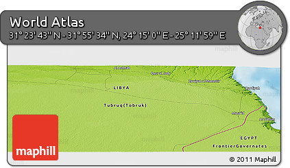 Physical Panoramic Map of the Area around 31° 39' 38" N, 24° 43' 30" E