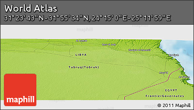 Physical Panoramic Map of the Area around 31° 39' 38" N, 24° 43' 30" E
