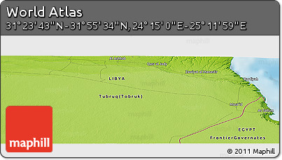 Physical Panoramic Map of the Area around 31° 39' 38" N, 24° 43' 30" E