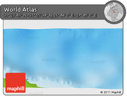 Physical 3D Map of the Area around 31° 39' 38" N, 27° 16' 29" E