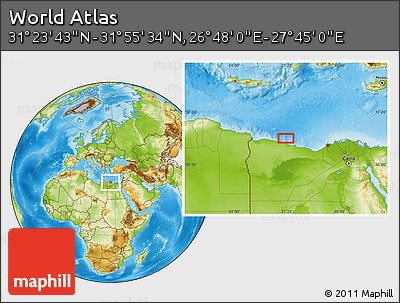 Physical Location Map of the Area around 31° 39' 38" N, 27° 16' 29" E
