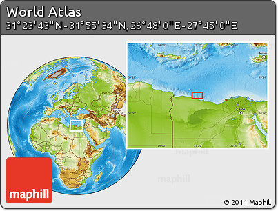 Physical Location Map of the Area around 31° 39' 38" N, 27° 16' 29" E