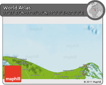 Physical 3D Map of the Area around 31° 39' 38" N, 31° 31' 29" E