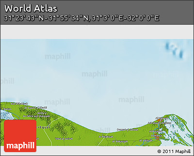 Physical 3D Map of the Area around 31° 39' 38" N, 31° 31' 29" E