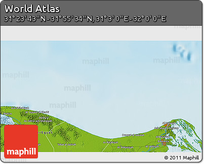 Physical 3D Map of the Area around 31° 39' 38" N, 31° 31' 29" E