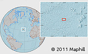 Gray Location Map of the area around 31° 39' 38" N, 33° 4' 30" W, hill shading