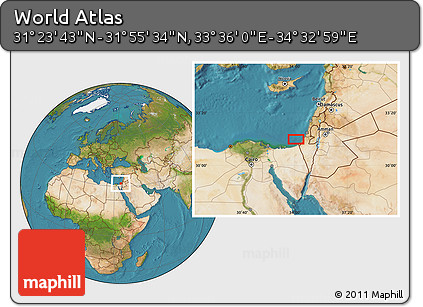 Satellite Location Map of the Area around 31° 39' 38" N, 34° 4' 30" E