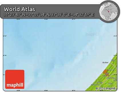 Physical Map of the Area around 31° 39' 38" N, 34° 4' 30" E