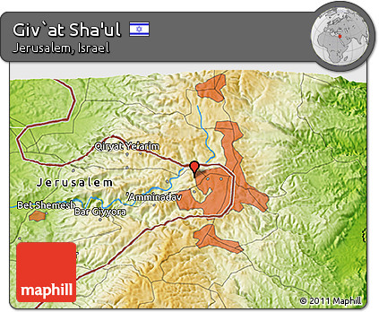 Physical 3D Map of Giv`at Sha'ul