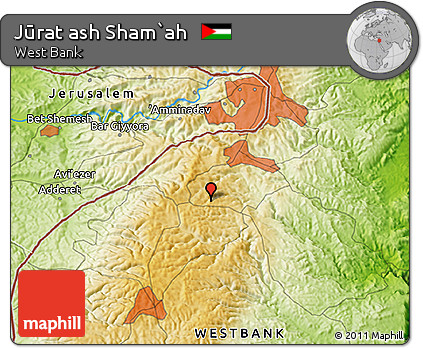 Physical 3D Map of Jūrat Ash Sham`ah