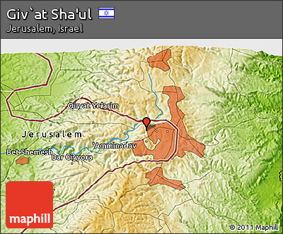 Physical 3D Map of Giv`at Sha'ul