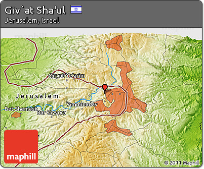 Physical 3D Map of Giv`at Sha'ul