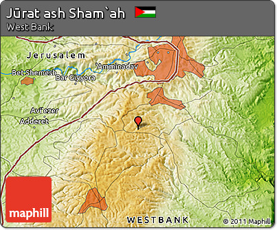 Physical 3D Map of Jūrat Ash Sham`ah